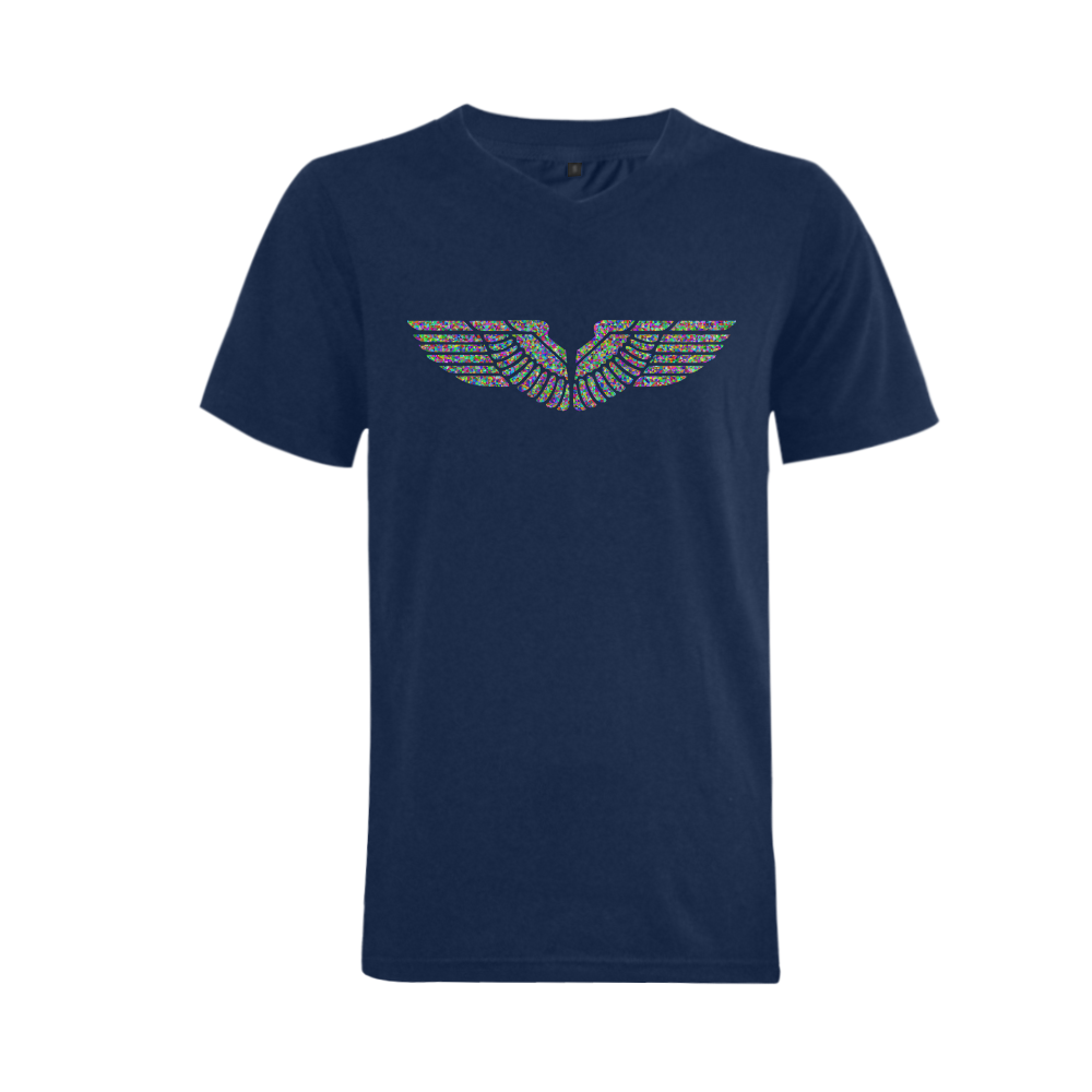 Abstract Triangle Eagle Wings Blue Men's V-Neck T-shirt  Big Size(USA Size) (Model T10)