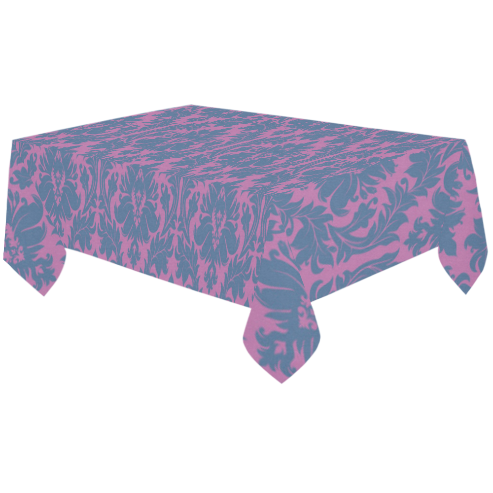 autumn fall colors pink blue damask pattern Cotton Linen Tablecloth 60"x120"