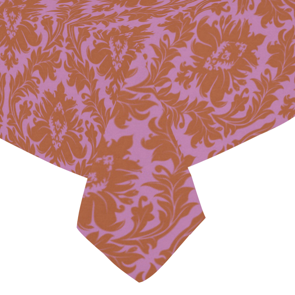 autumn fall colors pink red damask Cotton Linen Tablecloth 52"x 70"