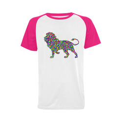 Abstract Triangle Lion Pink Men's Raglan T-shirt Big Size (USA Size) (Model T11)