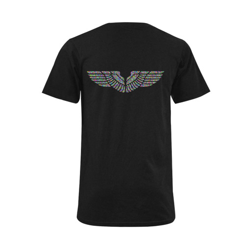 Abstract Triangle Eagle Wings Black Men's V-Neck T-shirt  Big Size(USA Size) (Model T10)