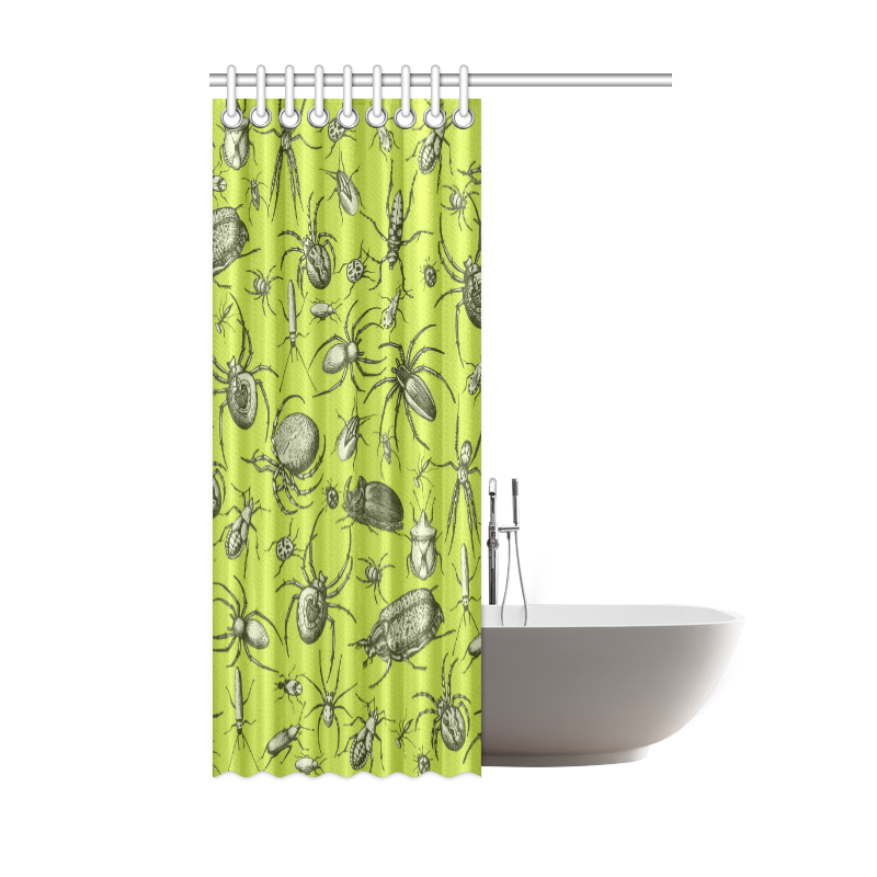 insects spiders creepy crawlers halloween green Shower Curtain 48"x72"