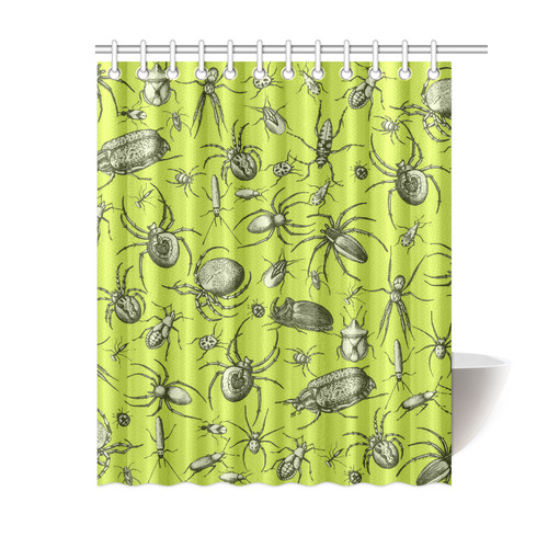 insects spiders creepy crawlers halloween green Shower Curtain 60"x72"