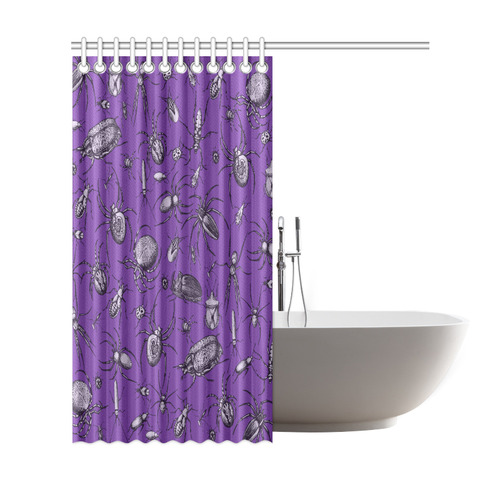 spiders creepy crawlers insects purple halloween Shower Curtain 69"x72"