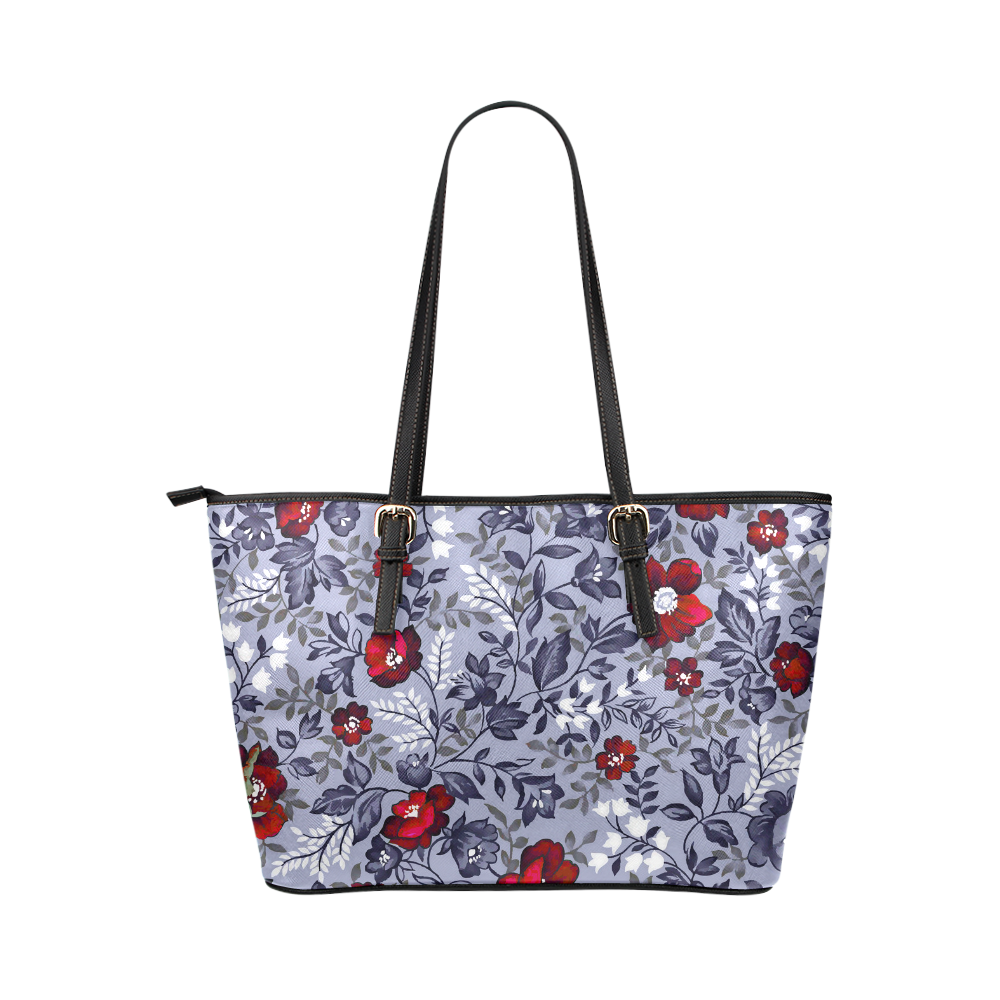 Vintage Floral Wallpaper Beauty Leather Tote Bag/Small (Model 1651)