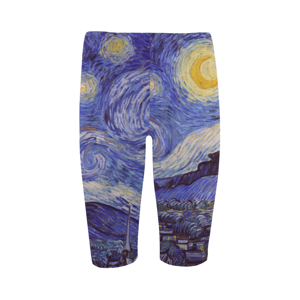 Vincent Van Gogh Starry Night Hestia Cropped Leggings (Model L03)