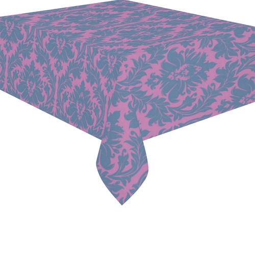 autumn fall colors pink blue damask pattern Cotton Linen Tablecloth 52"x 70"