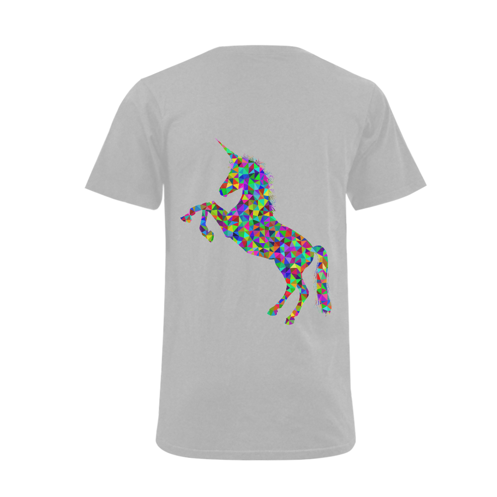 Abstract Triangle Unicorn Grey Men's V-Neck T-shirt  Big Size(USA Size) (Model T10)