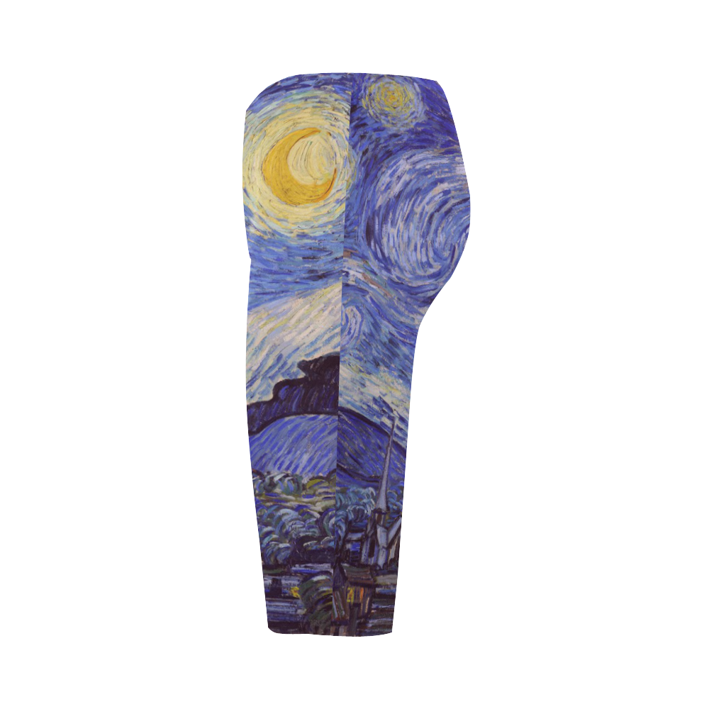 Vincent Van Gogh Starry Night Hestia Cropped Leggings (Model L03)