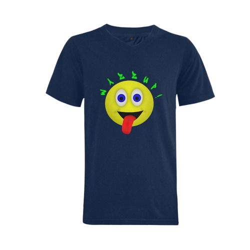 Wazzup Funny Smiley Men's V-Neck T-shirt  Big Size(USA Size) (Model T10)