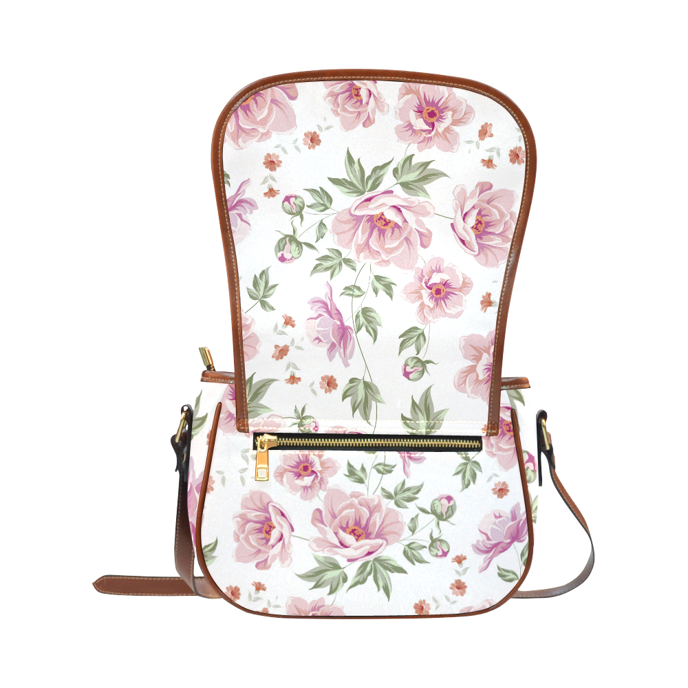 Beautiful Vintage Floral Pattern Saddle Bag/Large (Model 1649)