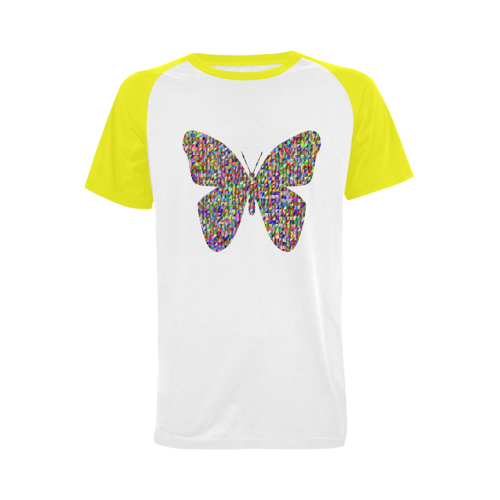 Abstract Triangle Butterfly Yellow Men's Raglan T-shirt Big Size (USA Size) (Model T11)
