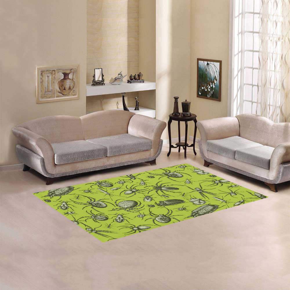 insects spiders creepy crawlers halloween green Area Rug 5'x3'3''