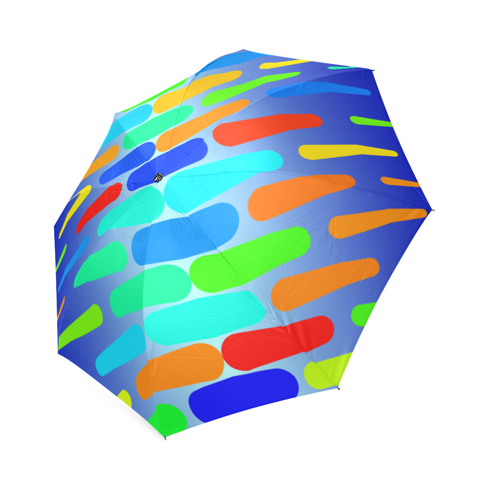 Colorful shapes on a blue background Foldable Umbrella (Model U01)