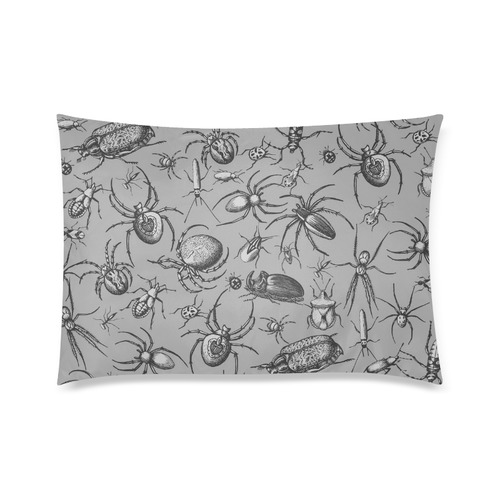 beetles spiders creepy crawlers insects grey Custom Zippered Pillow Case 20"x30"(Twin Sides)