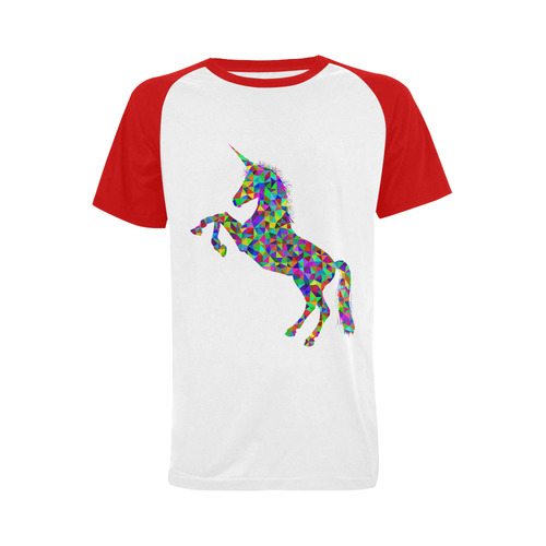 Abstract Triangle Unicorn Red Men's Raglan T-shirt Big Size (USA Size) (Model T11)