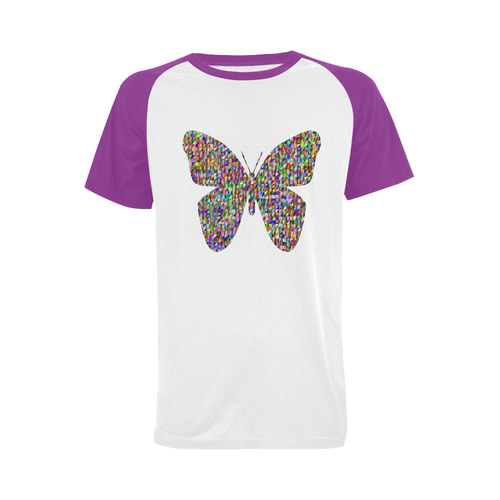 Abstract Triangle Butterfly Purple Men's Raglan T-shirt Big Size (USA Size) (Model T11)