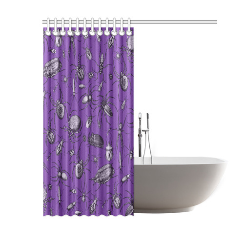 spiders creepy crawlers insects purple halloween Shower Curtain 60"x72"