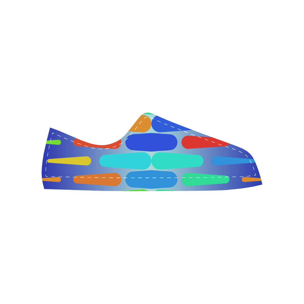 Colorful shapes on a blue background Women's Classic Canvas Shoes (Model 018)