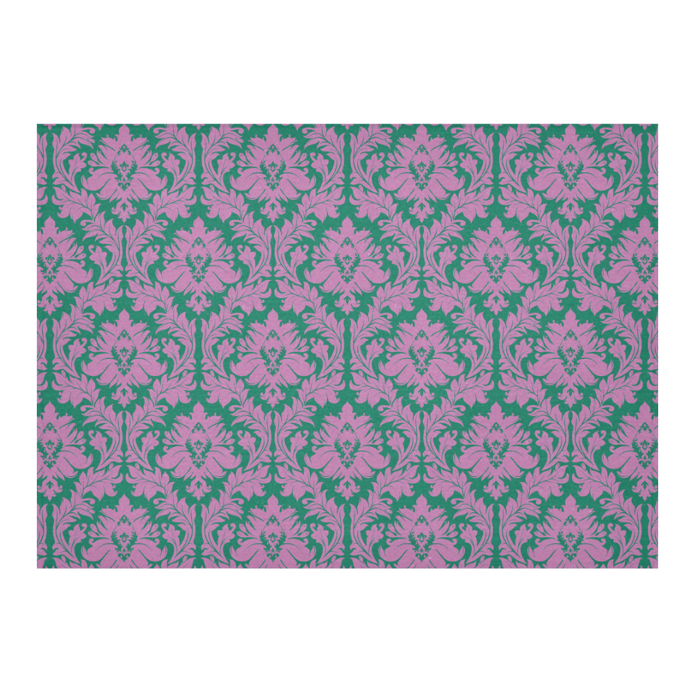 autumn fall colors purple green damask Cotton Linen Tablecloth 60"x 84"