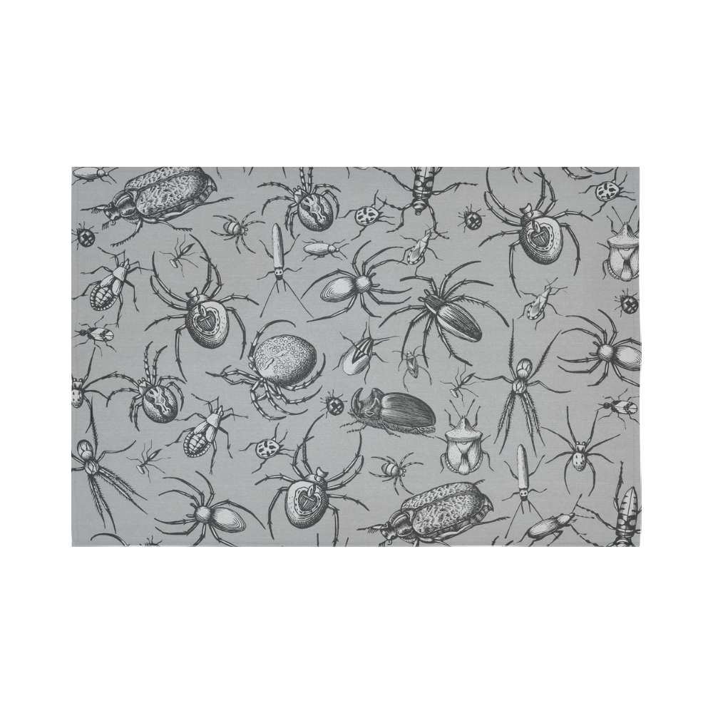 beetles spiders creepy crawlers insects grey Cotton Linen Wall Tapestry 90"x 60"