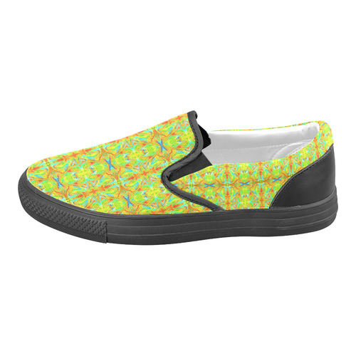 Multicolor Abstract Figure Pattern Men's Slip-on Canvas Shoes (Model 019)