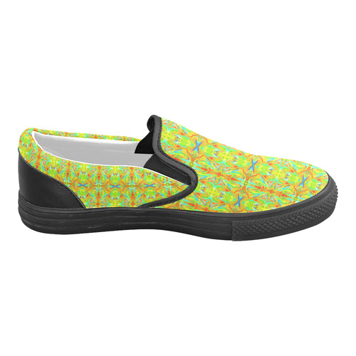 Multicolor Abstract Figure Pattern Men's Slip-on Canvas Shoes (Model 019)