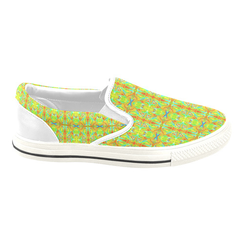 Multicolor Abstract Figure Pattern Men's Unusual Slip-on Canvas Shoes (Model 019)