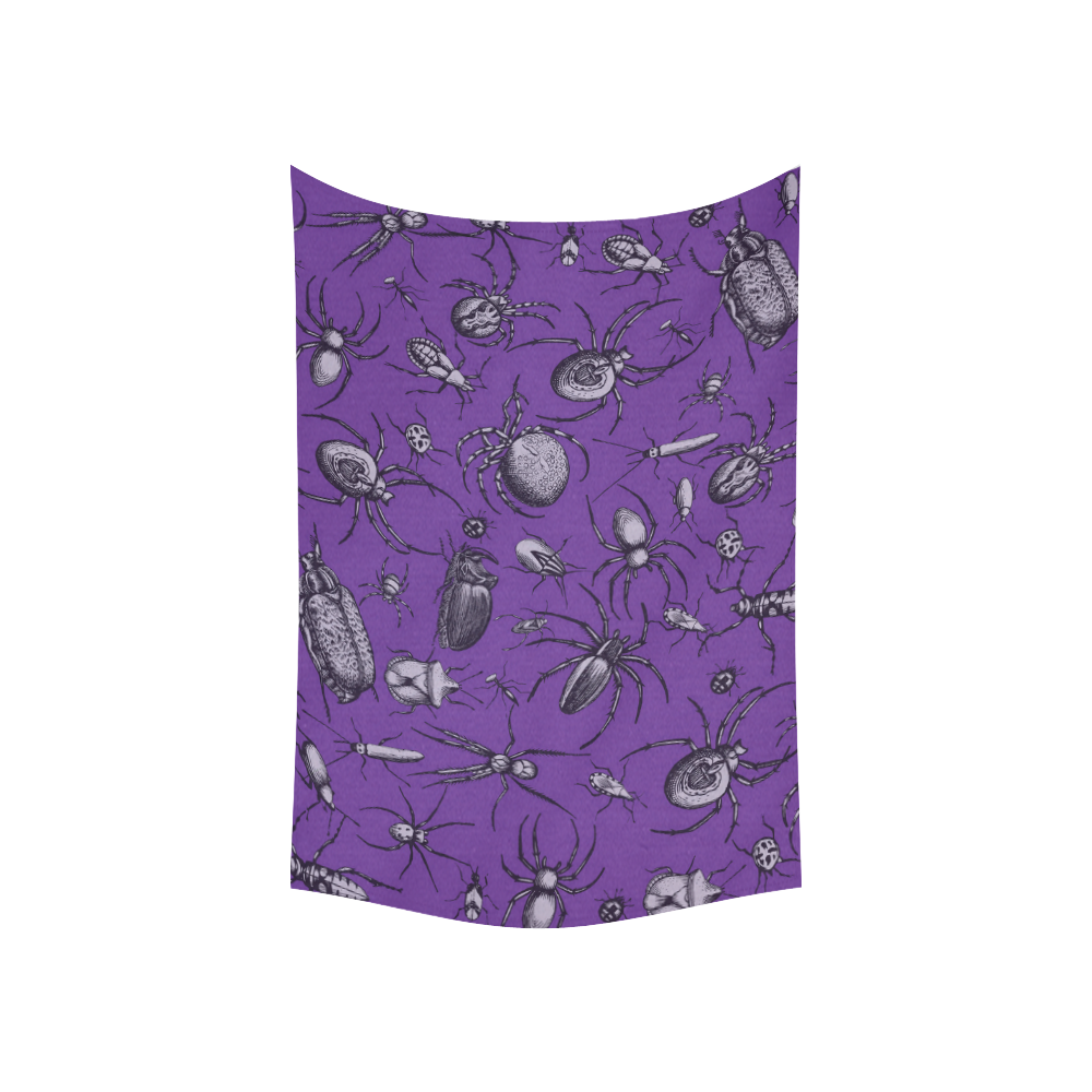 spiders creepy crawlers insects purple halloween Cotton Linen Wall Tapestry 60"x 40"
