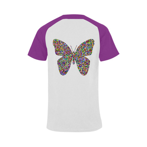 Abstract Triangle Butterfly Purple Men's Raglan T-shirt Big Size (USA Size) (Model T11)