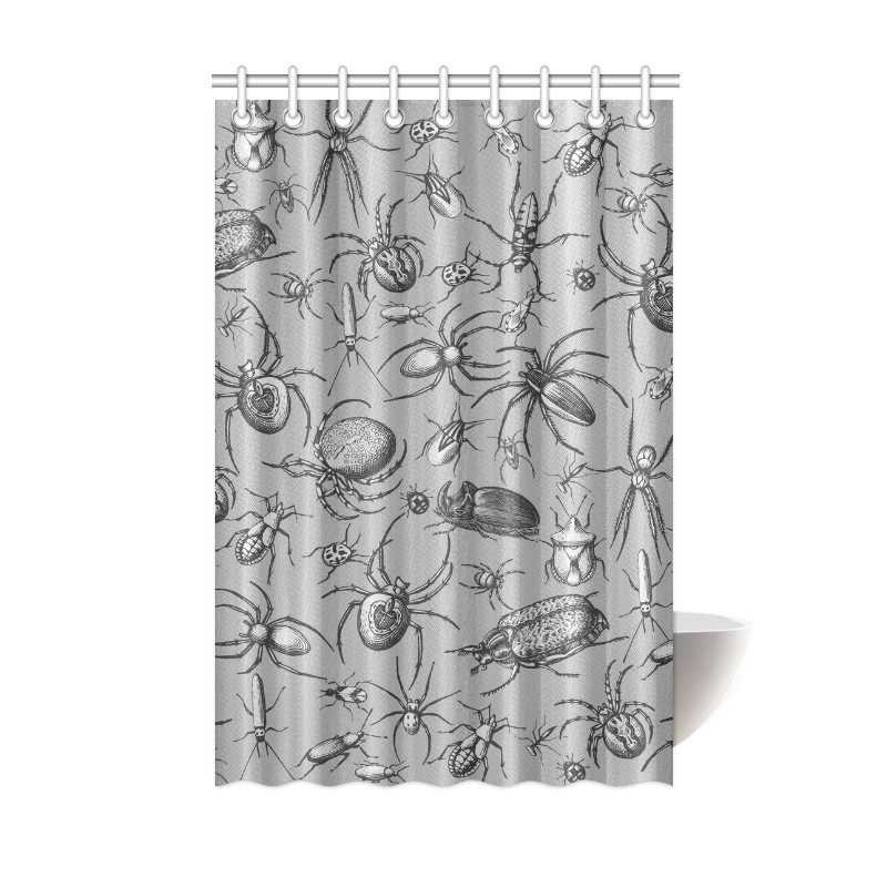beetles spiders creepy crawlers insects grey Shower Curtain 48"x72"