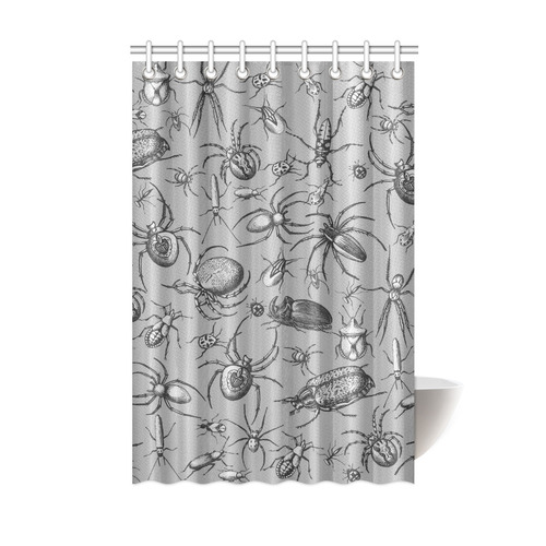 beetles spiders creepy crawlers insects grey Shower Curtain 48"x72"