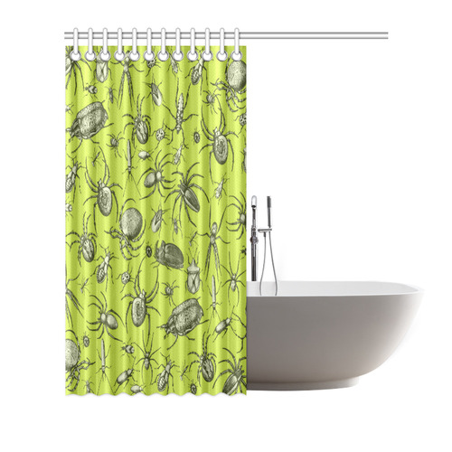 insects spiders creepy crawlers halloween green Shower Curtain 66"x72"