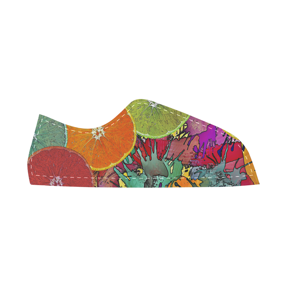 Pop Art Pattern Mix ORANGES SPLASHES multicolored Canvas Shoes for Women/Large Size (Model 016)