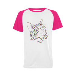 Abstract Triangle Cat Pink Men's Raglan T-shirt Big Size (USA Size) (Model T11)
