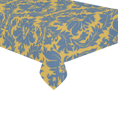 autumn fall colors yellow blue damask Cotton Linen Tablecloth 60"x120"
