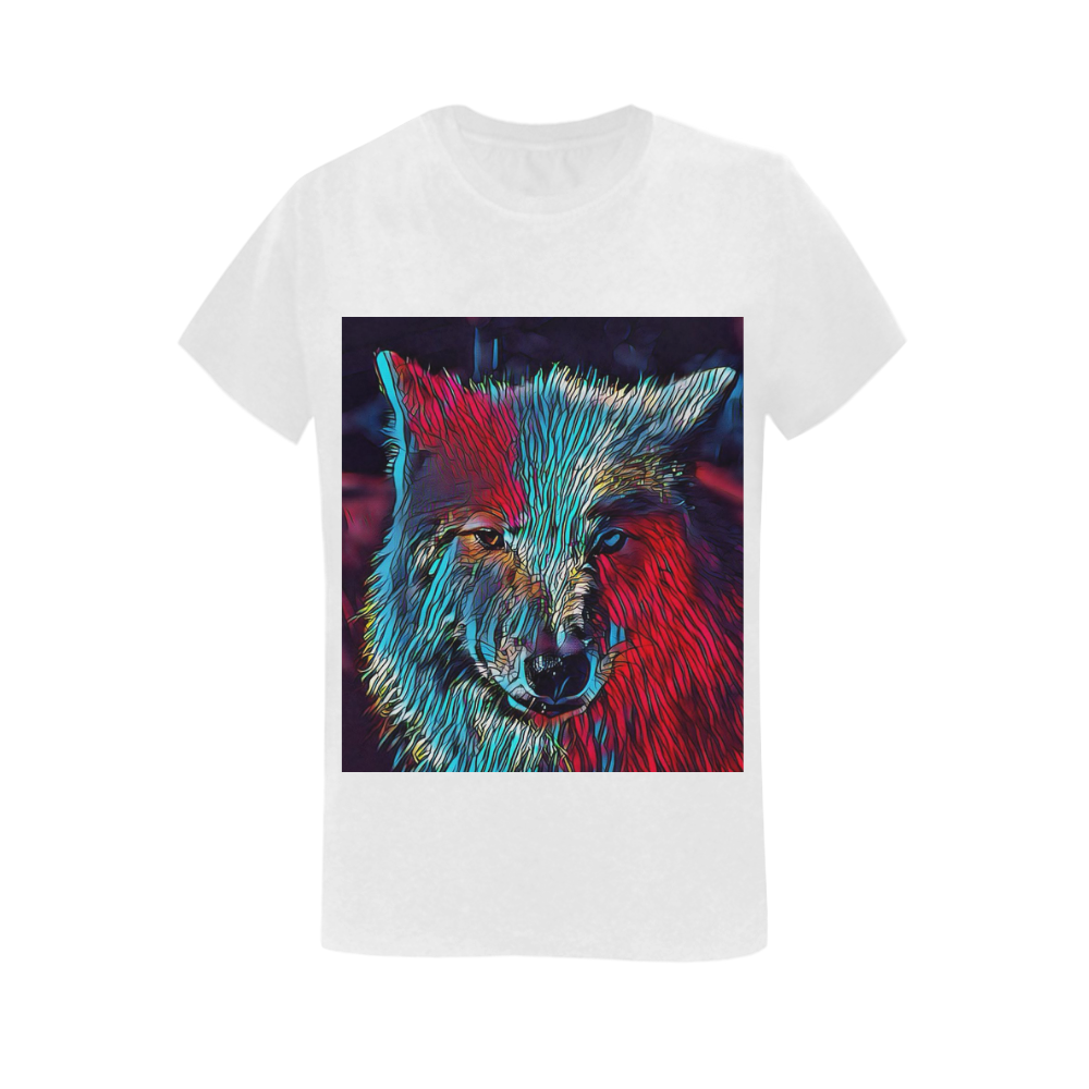 Animal ArtStudio Wolf 1016 Women's T-Shirt in USA Size (Two Sides Printing)