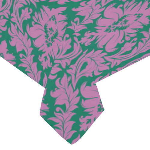 autumn fall colors purple green damask Cotton Linen Tablecloth 60"x 104"