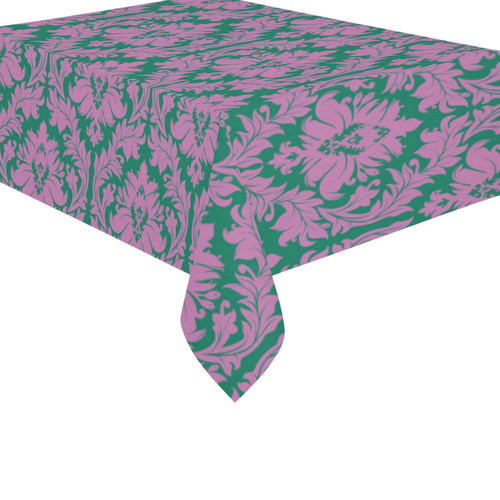 autumn fall colors purple green damask Cotton Linen Tablecloth 60"x 84"