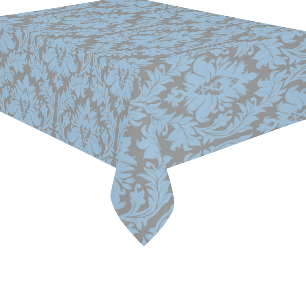 autumn fall colors grey blue damask Cotton Linen Tablecloth 60"x 84"