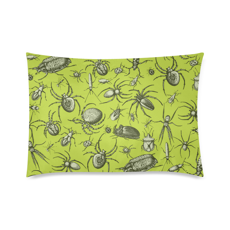 insects spiders creepy crawlers halloween green Custom Zippered Pillow Case 20"x30"(Twin Sides)