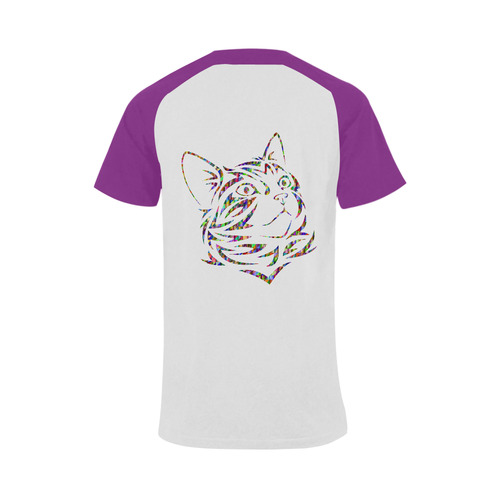 Abstract Triangle Cat Purple Men's Raglan T-shirt Big Size (USA Size) (Model T11)