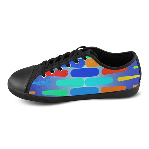 Colorful shapes on a blue background Canvas Shoes for Women/Large Size (Model 016)