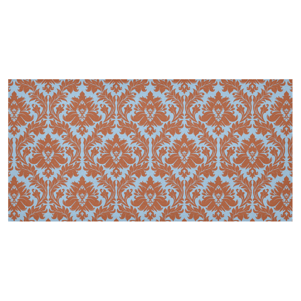 autumn fall color brick red blue damask Cotton Linen Tablecloth 60"x120"