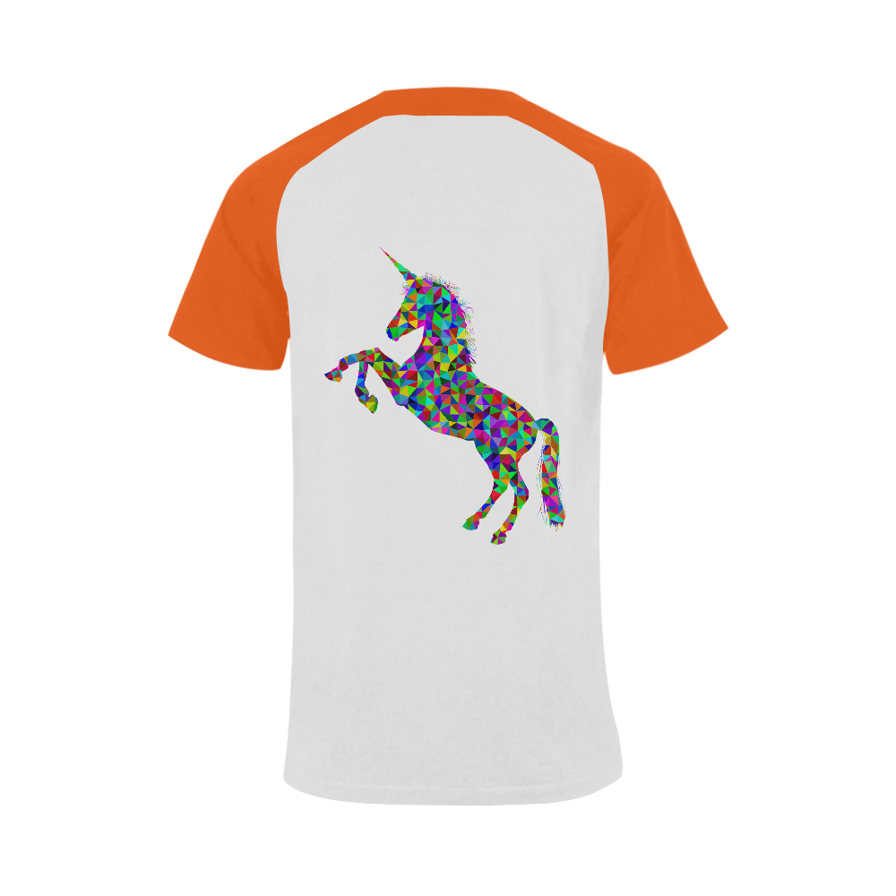 Abstract Triangle Unicorn Orange Men's Raglan T-shirt Big Size (USA Size) (Model T11)