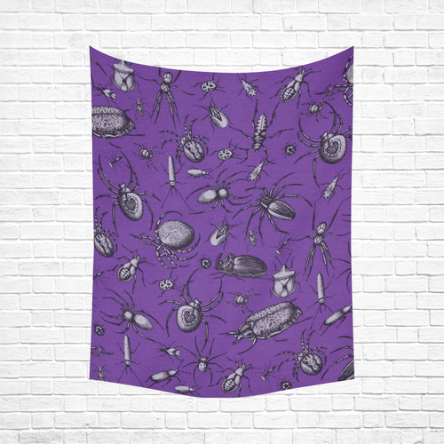 spiders creepy crawlers insects purple halloween Cotton Linen Wall Tapestry 60"x 80"