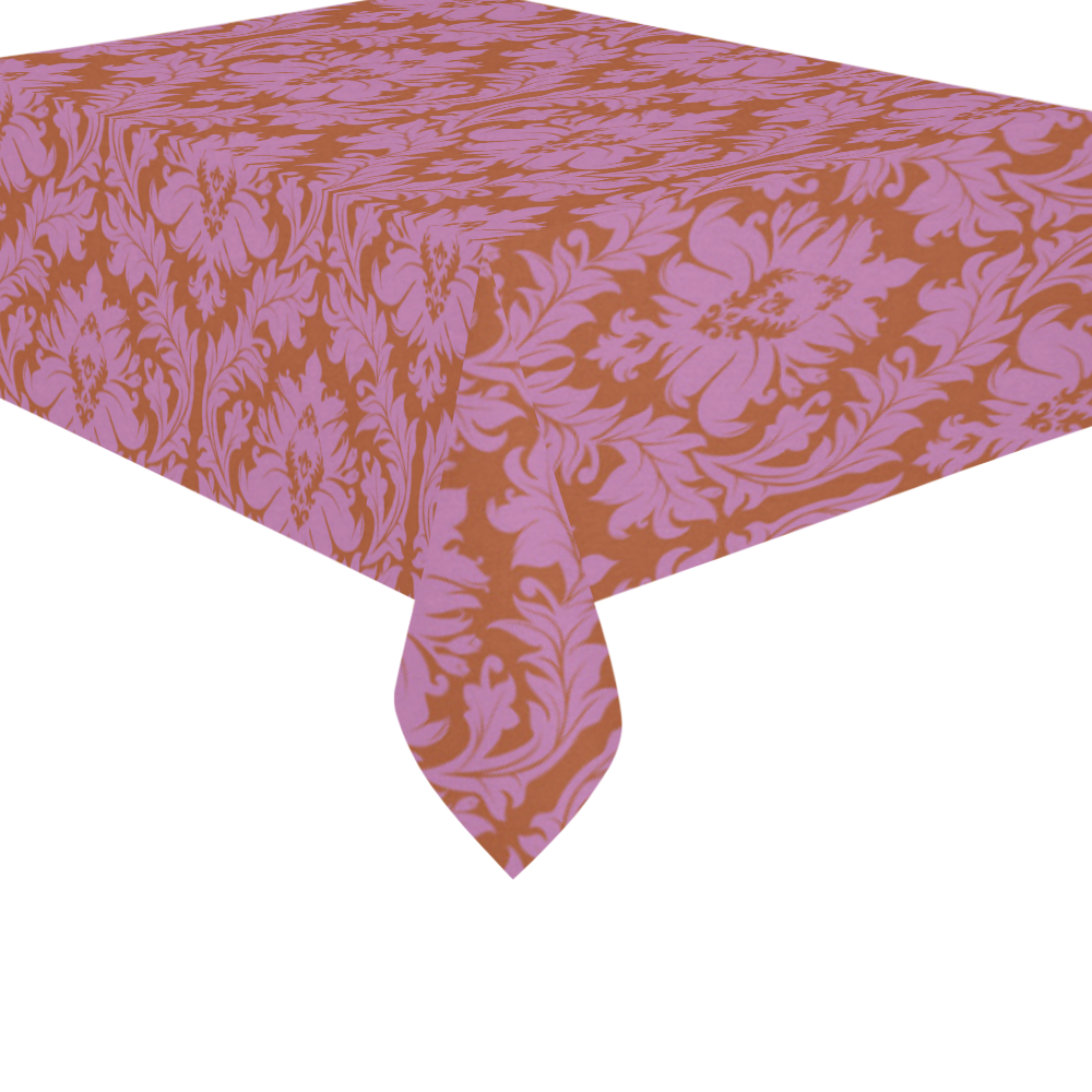 autumn fall colors pink red damask Cotton Linen Tablecloth 60"x 84"