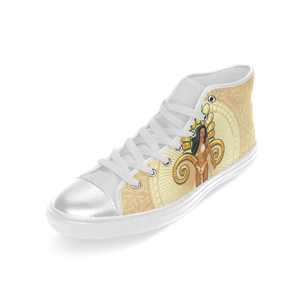 Wonderful egypt women with egypt sign High Top Canvas Women's Shoes/Large Size (Model 017)
