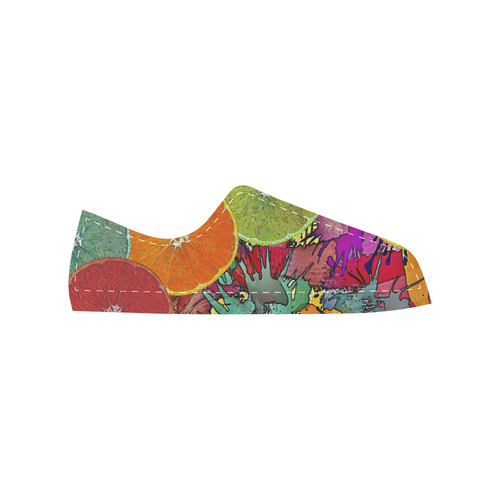Pop Art Pattern Mix ORANGES SPLASHES multicolored Canvas Women's Shoes/Large Size (Model 018)