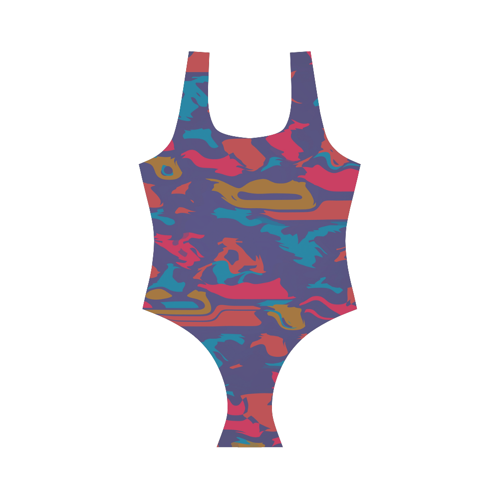 Chaos in retro colors Vest One Piece Swimsuit (Model S04)